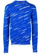 Balenciaga Distressed Logo Sweatshirt - Blue