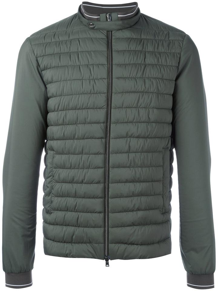 Herno Zip Up Padded Jacket, Men's, Size: 54, Green, Polyamide/polyurethane