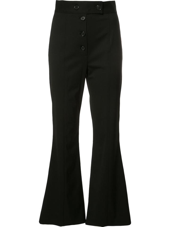 Proenza Schouler Flared Cropped Trousers, Size: 12, Black, Virgin Wool/spandex/elastane