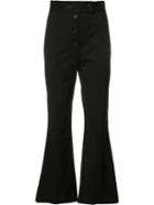 Proenza Schouler Flared Cropped Trousers, Size: 12, Black, Virgin Wool/spandex/elastane
