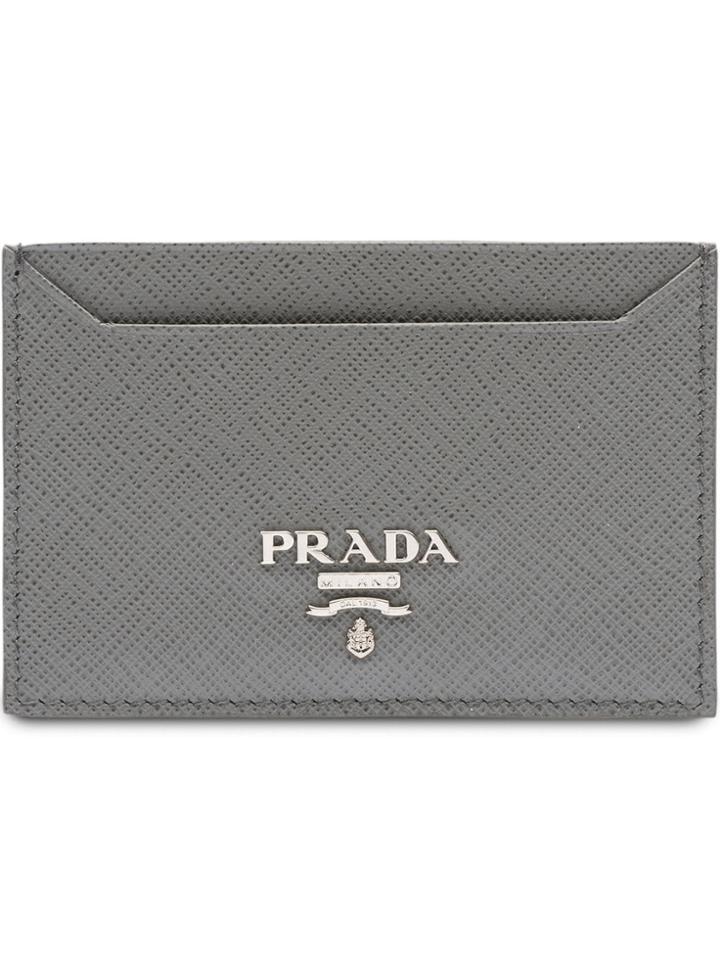 Prada Logo Cardholder Wallet - Grey