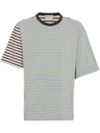 Marni Striped Cotton T-shirt With Contrast Sleeve - Blue