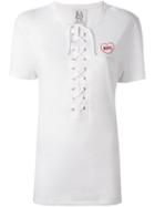 Zoe Karssen Lace-up T-shirt, Women's, Size: Xs, White, Cotton/linen/flax