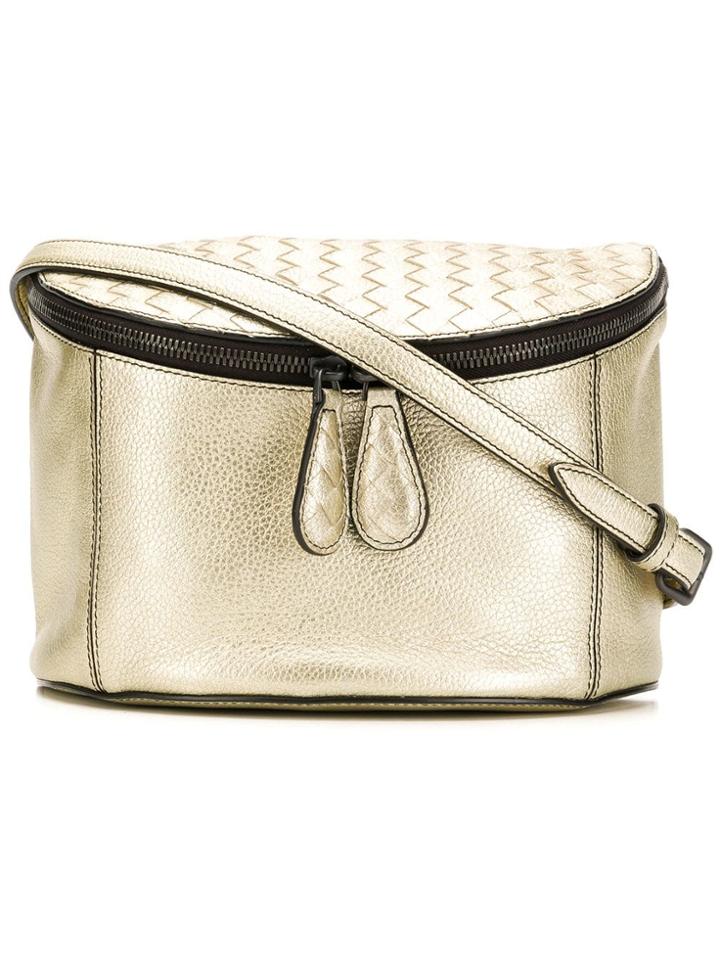 Bottega Veneta Intrecciato Detail Crossbody Bag - Gold