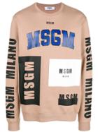 Msgm Logomania Oversized Sweater - Brown