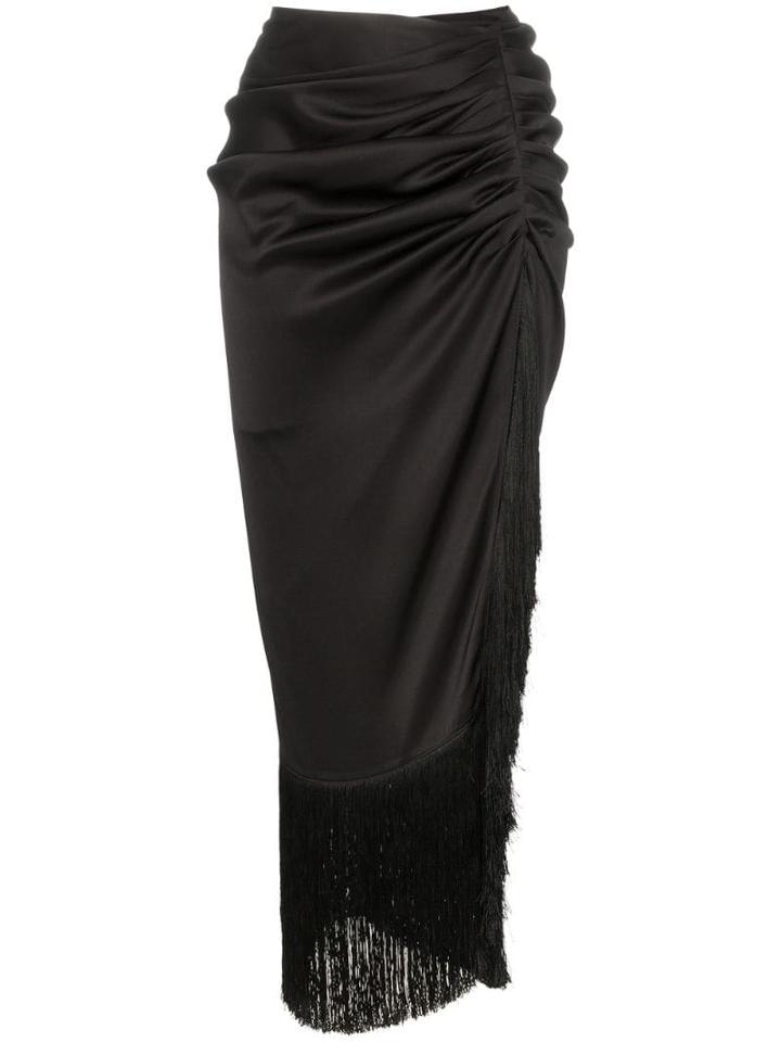 Magda Butrym Alba Fringed Silk Skirt - Black