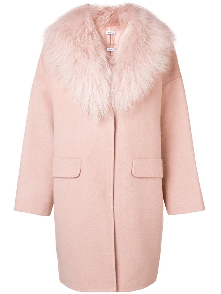P.a.r.o.s.h. Faux Fur Collar Coat - Pink & Purple