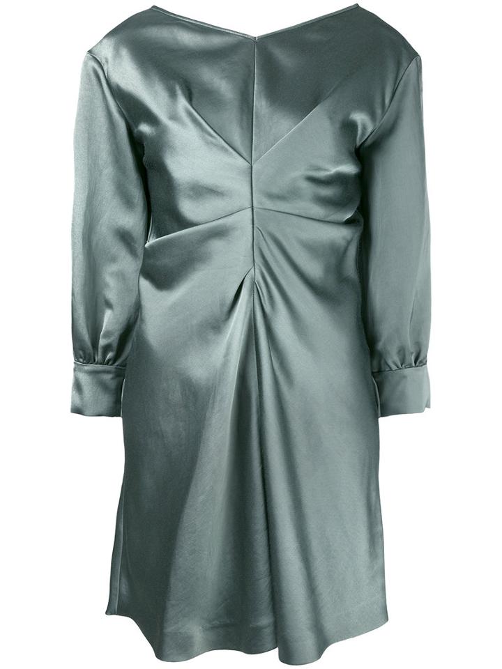 Isabel Marant Metallic Ruched Dress, Women's, Size: 40, Green, Viscose/ramie