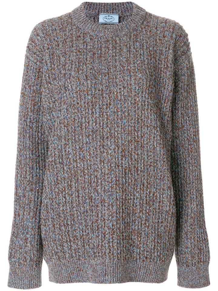 Prada Oversized Chunky Knit Sweater - Grey