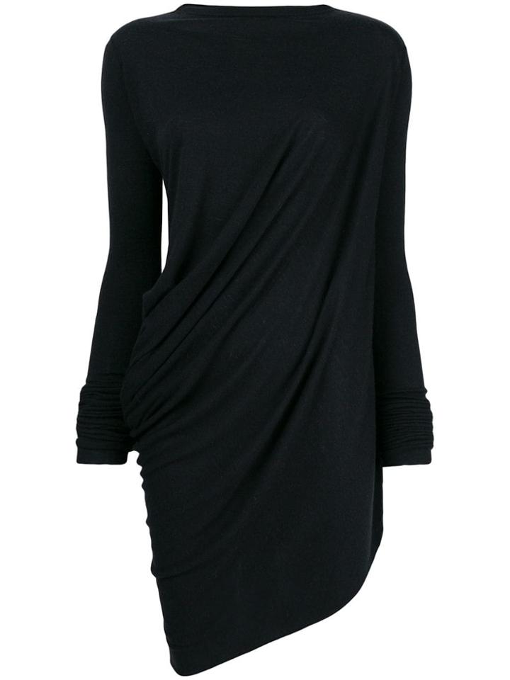 Rick Owens Lilies Longsleeve Asymmetric Top - Black