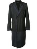 Comme Des Garçons Homme Plus Pinstriped Layered Coat, Men's, Size: Medium, Black, Wool/silk/mohair