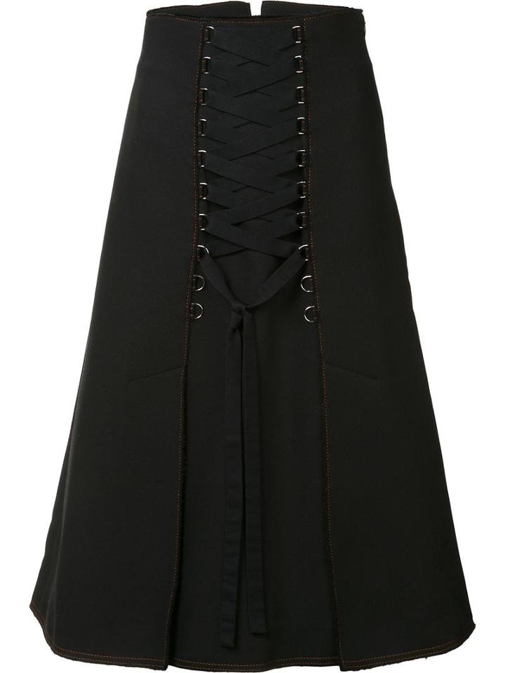 Proenza Schouler Corset Detail A-line Skirt, Women's, Size: 2, Black, Silk/polyamide/spandex/elastane/virgin Wool