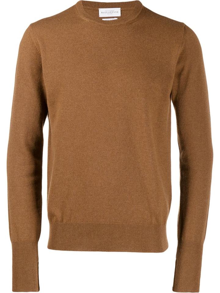 Ballantyne Ribbed Crew Neck Pullover - Brown