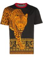 Versace Signature Wild Print Cotton T Shirt - Black