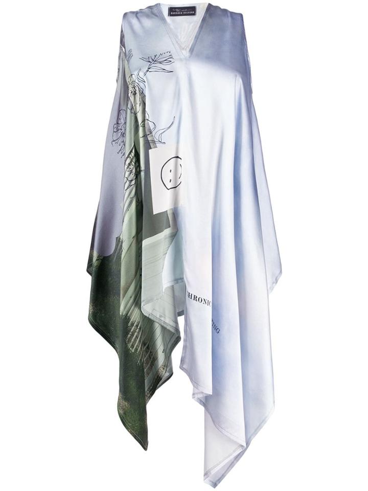 Barbara Bologna Printed Satin Handkerchief Dress - Blue