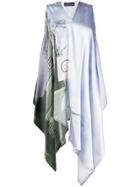 Barbara Bologna Printed Satin Handkerchief Dress - Blue
