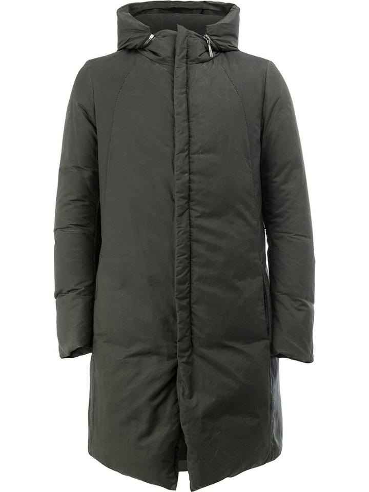 Masnada - Hooded Padded Coat - Men - Cotton/linen/flax/polyamide/feather - 50, Grey, Cotton/linen/flax/polyamide/feather