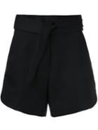 Iro - Magik Belted Shorts - Women - Viscose/cotton - 38, Black, Viscose/cotton