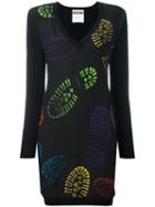 Moschino Boot Print Dress, Women's, Size: 48, Black, Silk/virgin Wool
