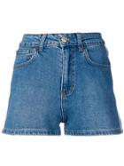 Gcds High Waisted Denim Shorts - Blue