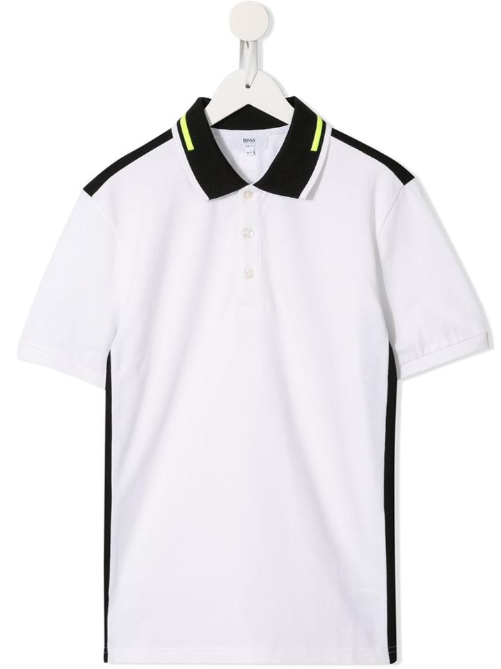 Boss Kids Teen Side Stripe Polo Shirt - White