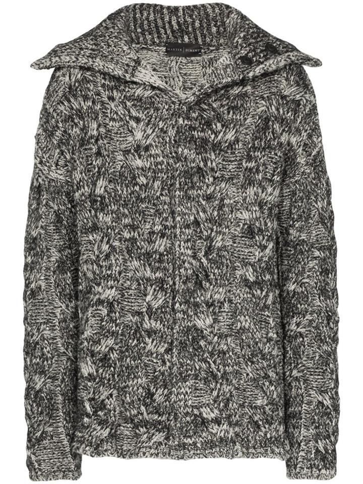 Martin Diment Marled Cable-knit Cardigan - Black