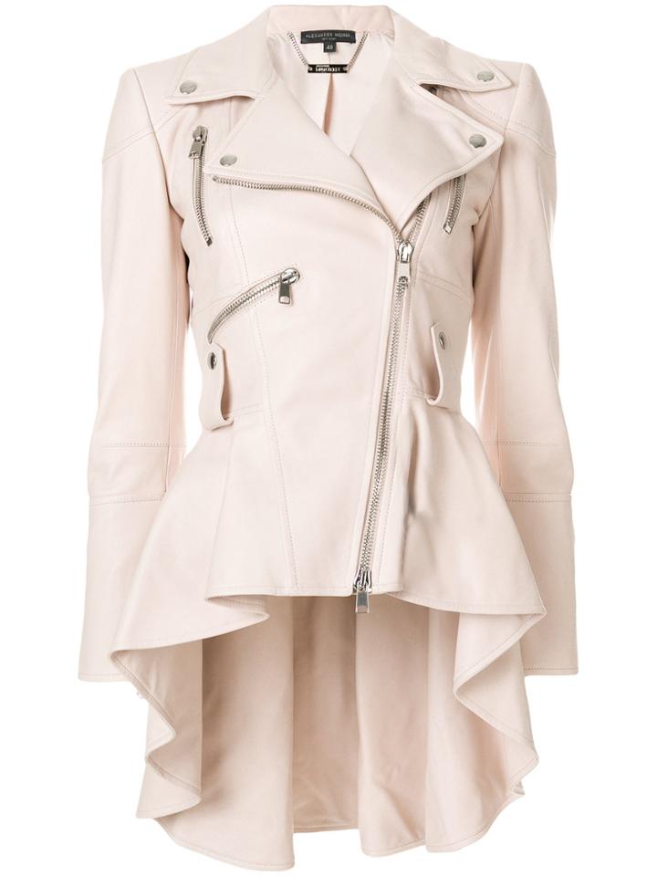 Alexander Mcqueen Peplum Hem Biker Jacket - Nude & Neutrals