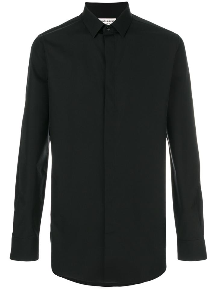 Saint Laurent Poplin Long Sleeve Shirt - Black