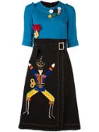 Dolce & Gabbana Embellished Colour Block Dress, Women's, Size: 40, Blue, Virgin Wool/spandex/elastane/silk/polyamide