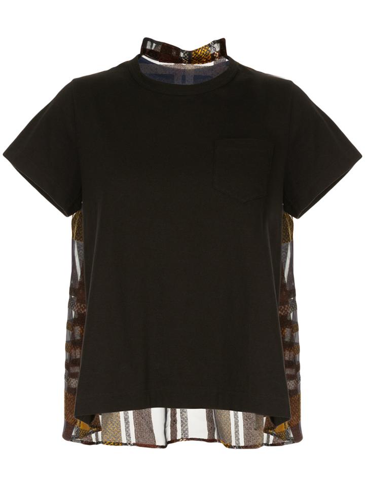 Sacai Checked Back T-shirt - Blue
