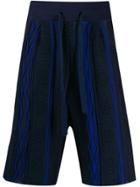 Laneus Geometric Knitted Style Shorts - Blue