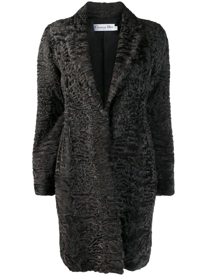 Christian Dior Pre-owned Textured Midi Coat - Brown