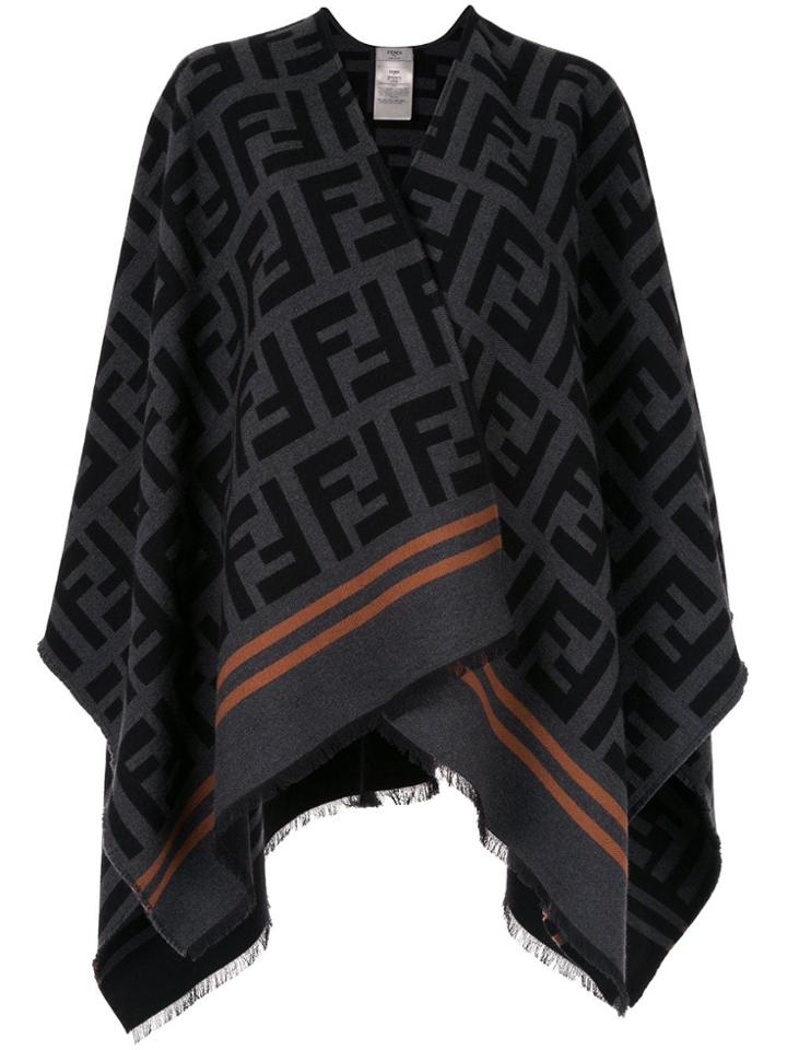 Fendi Ff V-neck Poncho - Black