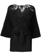 Ermanno Ermanno Belted Lace Panel Blouse - Black