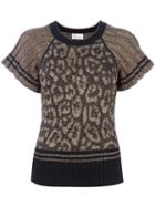 Red Valentino Animal Pattern Knitted Top, Women's, Size: Xs, Black, Viscose/wool/angora/polyester