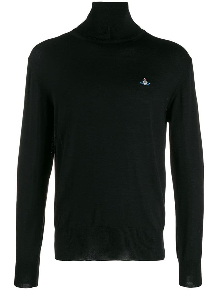 Vivienne Westwood Embroidered Roll Neck Sweater - Black
