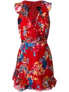 Saloni Sleeveless Floral Print Dress - Red