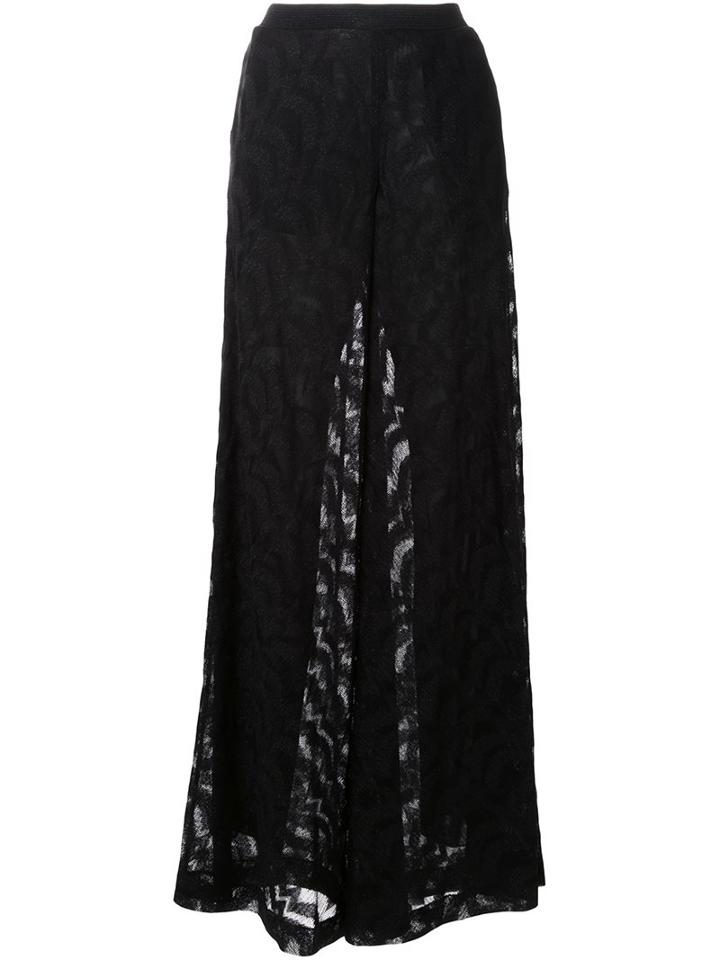 Missoni Zig-zag Palazzo Pants, Women's, Size: 38, Black, Rayon/viscose/polyester