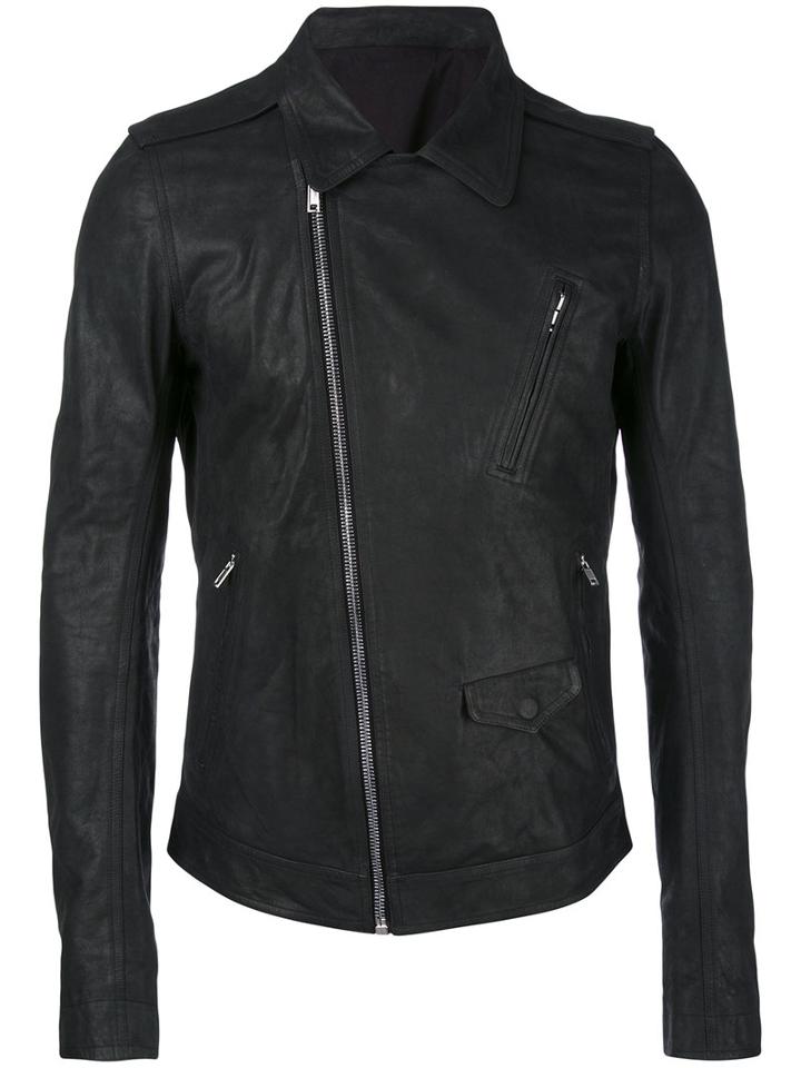 Stooges Biker Jacket - Men - Cotton/calf Leather/cupro - 46, Black, Cotton/calf Leather/cupro, Rick Owens