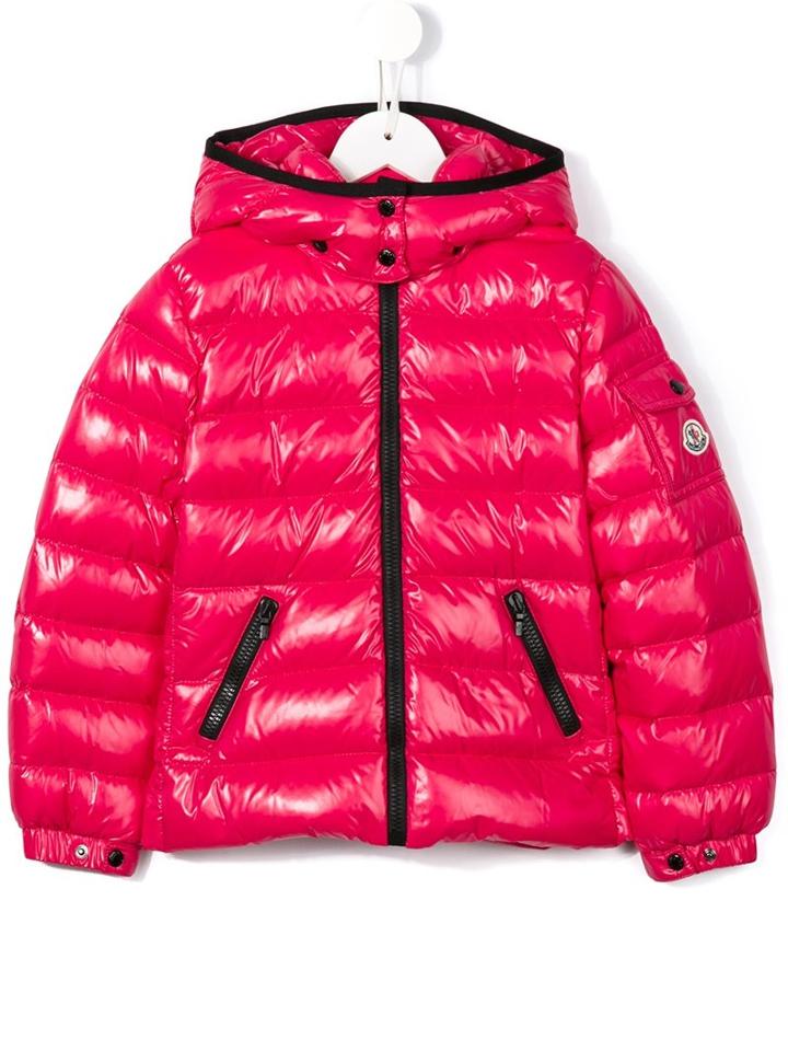 Moncler Kids Hooded Padded Jacket, Girl's, Size: 10 Yrs, Pink/purple