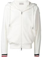 Moncler Stripe Detail Zip-up Hoodie - White