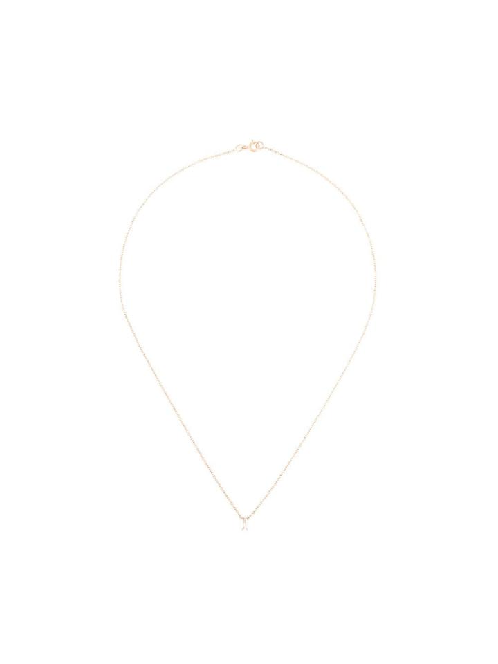 Natalie Marie 9kt Rose Gold Tiny Amethyst Baguette Pendant Necklace