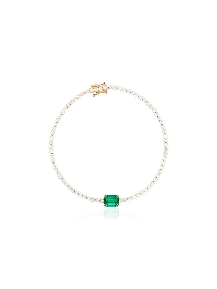 Anita Ko 18kt Yellow Gold Diamond Tennis Bracelet - Green