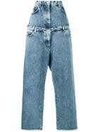 Natasha Zinko - Layered Acid Blue High Waisted Wide Leg Jeans - Women - Cotton - 36, Cotton