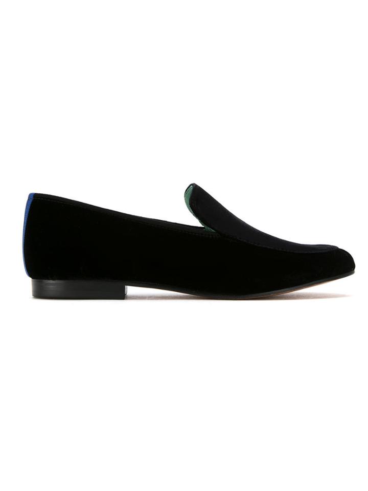 Blue Bird Shoes Velvet Boysh Embroidered Loafers - Black