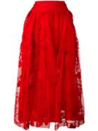 Simone Rocha Floral Embroidery Tulle Skirt