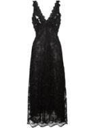 Giamba V-neck Floral Lace Dress, Women's, Size: 42, Black, Polyester/cotton/viscose
