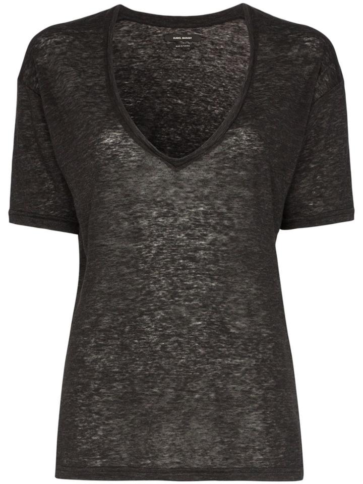 Isabel Marant Maree Linen V-neck T-shirt - Grey