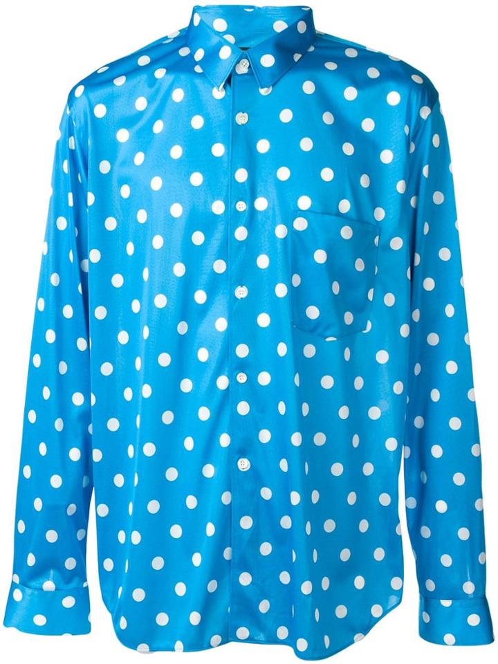 Comme Des Garçons Homme Plus Silky Polka Dot Shirt - Blue