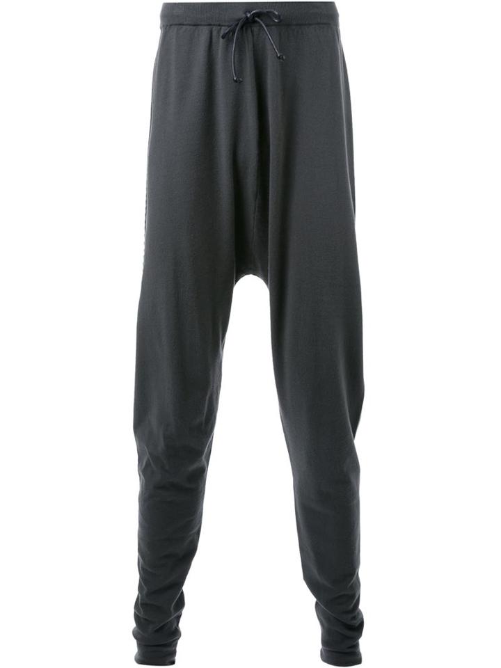 Isabel Benenato Drop-crotch Knit Trousers, Men's, Size: Large, Grey, Leather/spandex/elastane/viscose